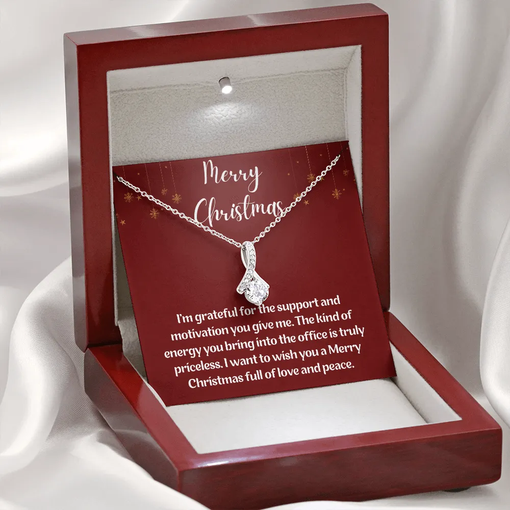 Merry Christmas to Colleague Ribbon Necklace