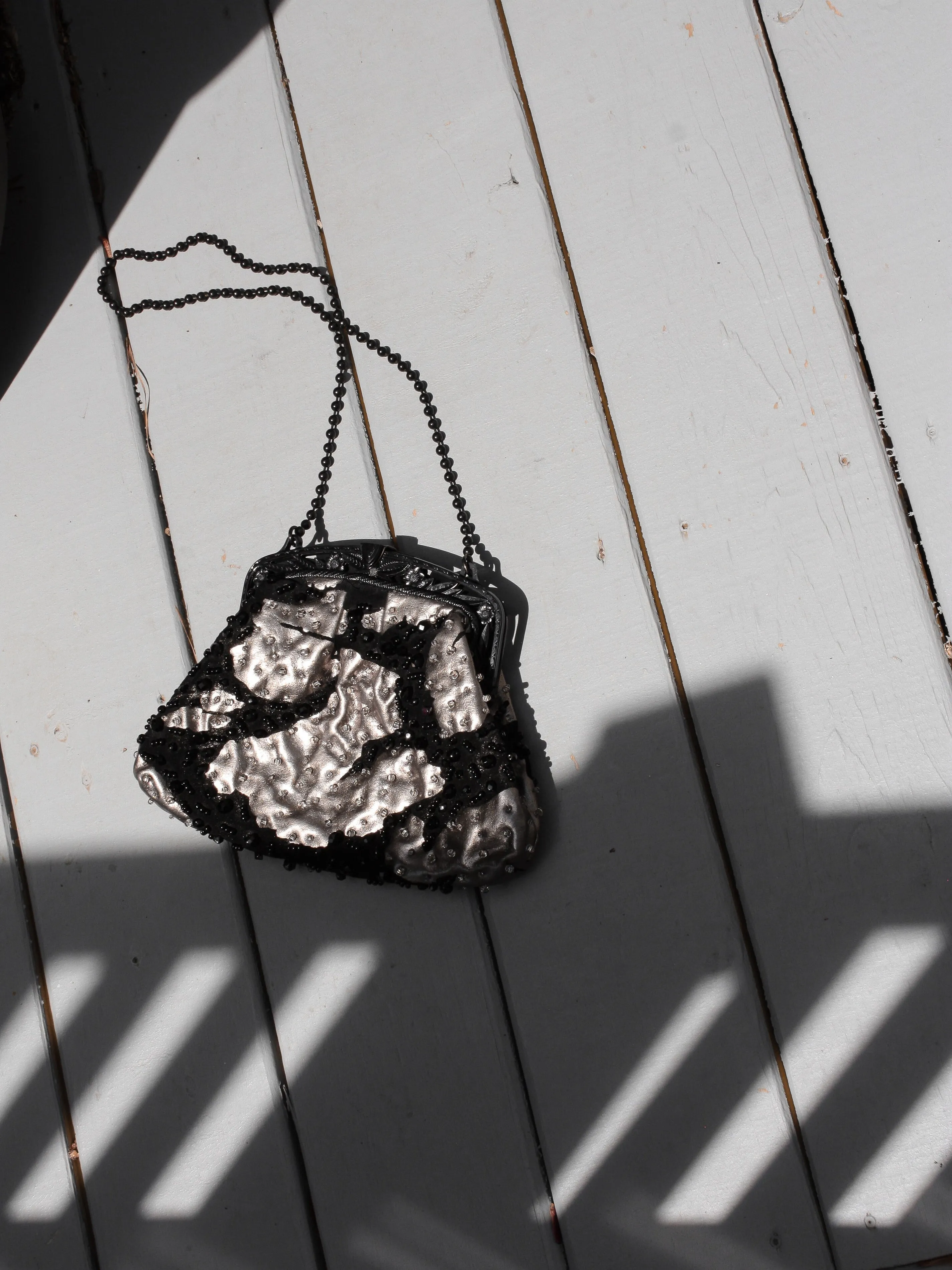 Metallic Beaded Frame Bag