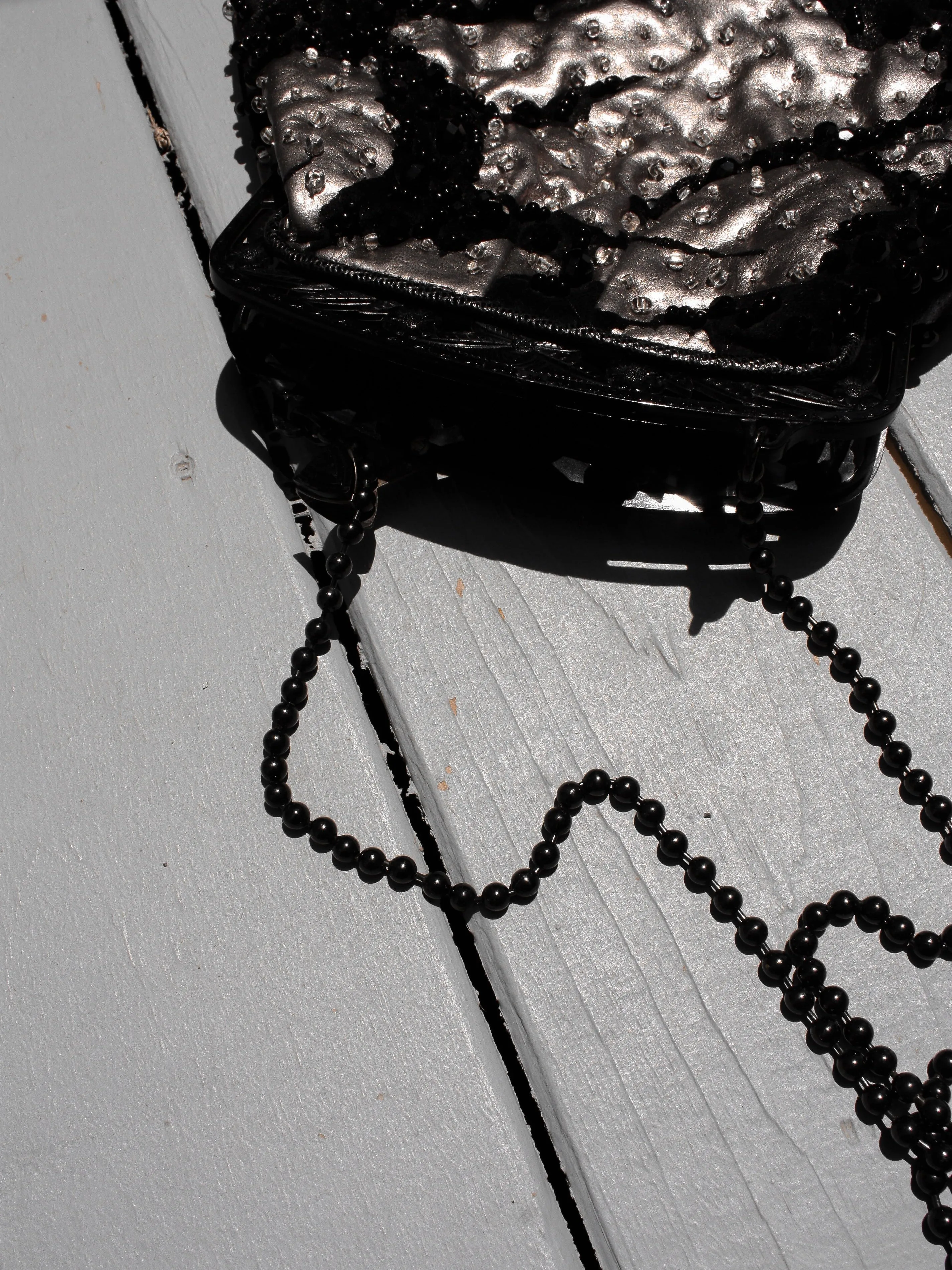 Metallic Beaded Frame Bag