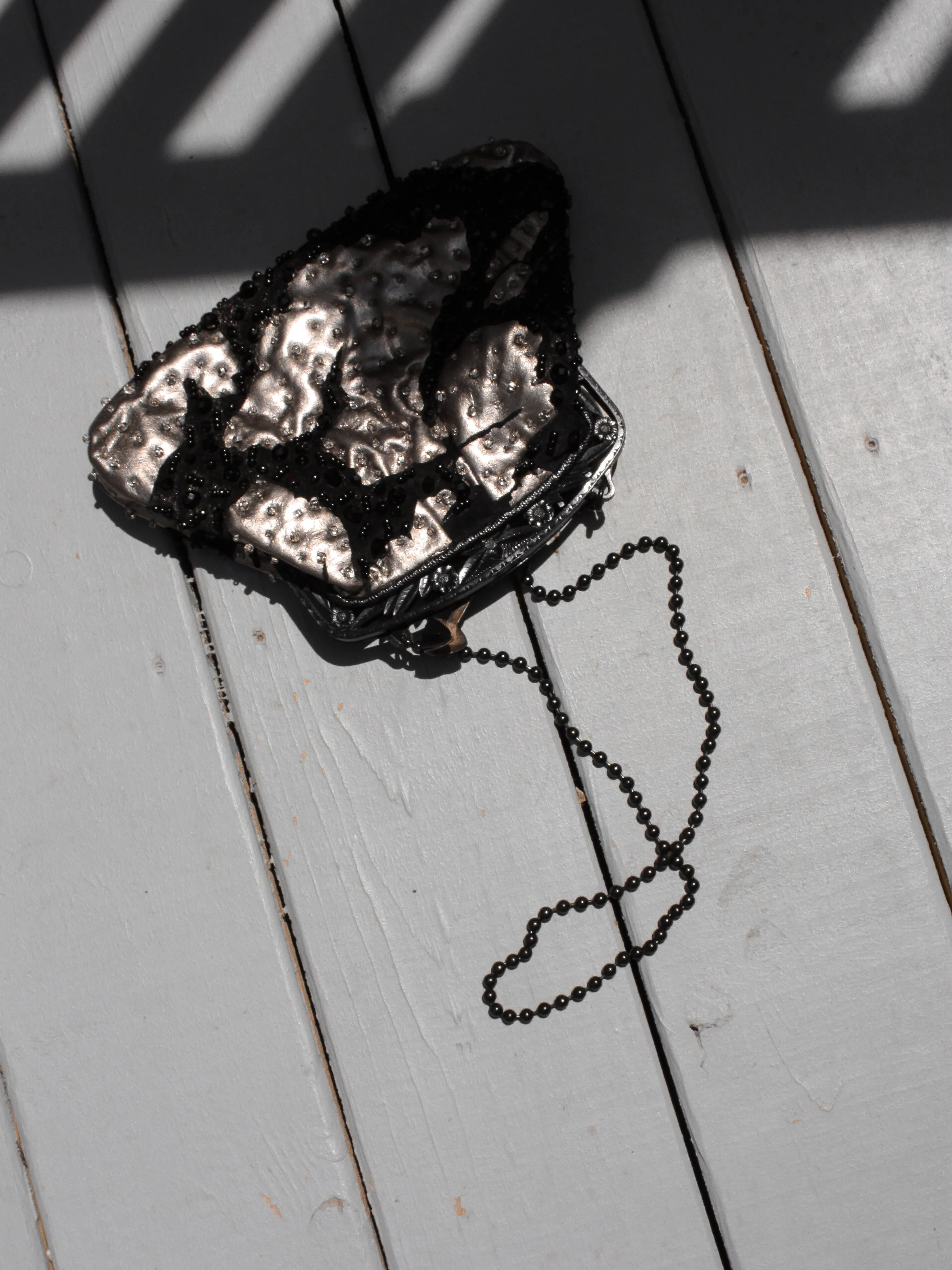 Metallic Beaded Frame Bag