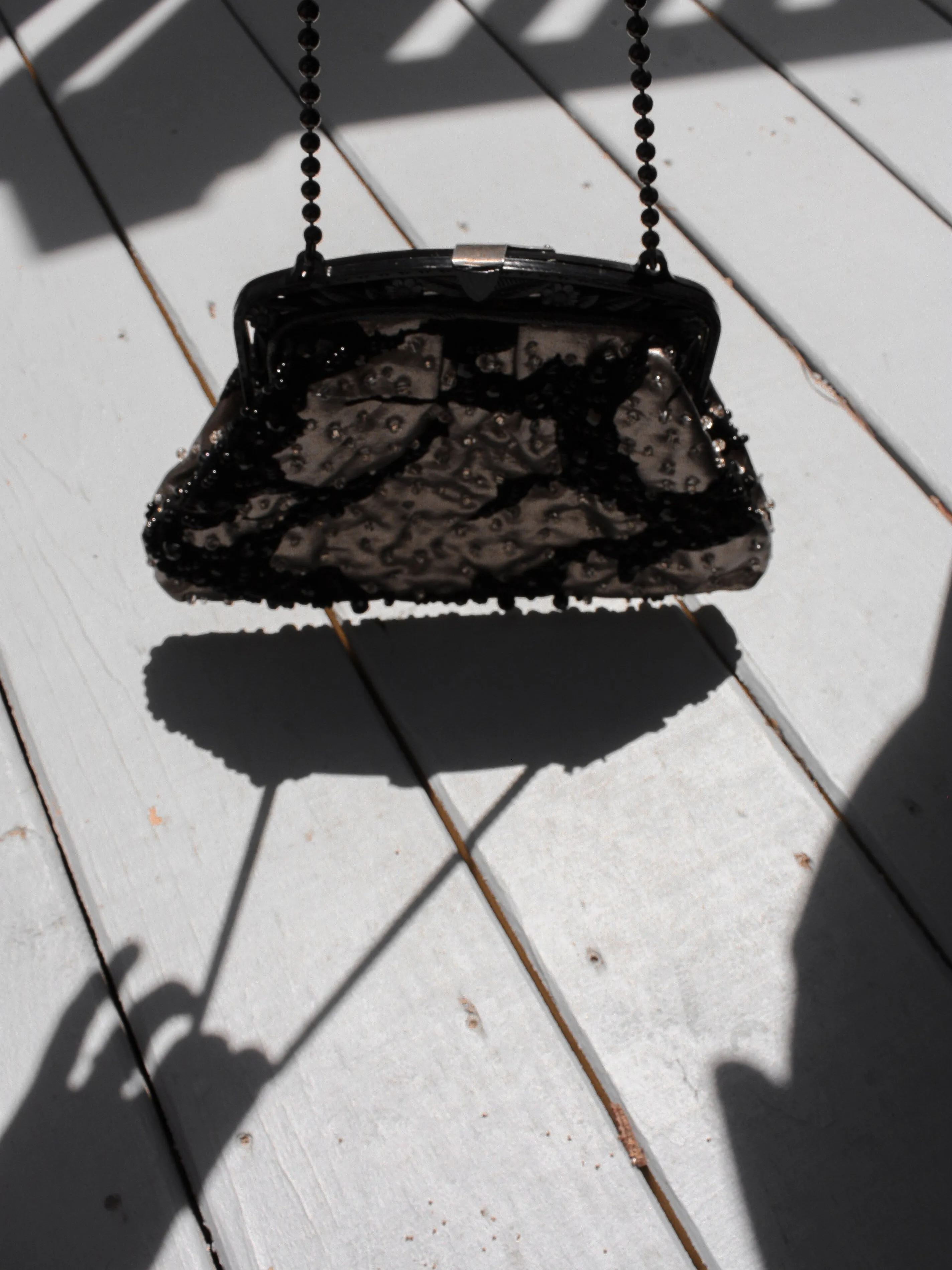 Metallic Beaded Frame Bag