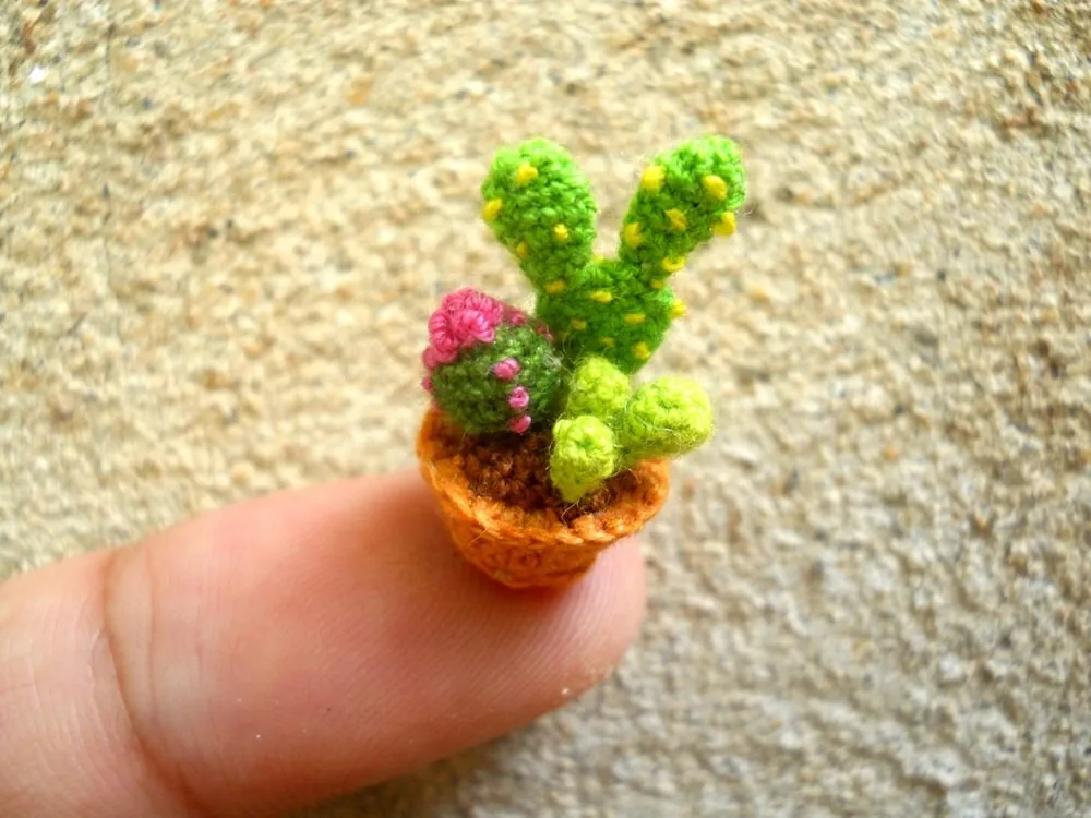 Micro Cactus Type 04 -Tiny Crochet Cactus Amigurumi Plant - Made to Order