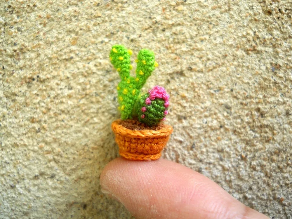 Micro Cactus Type 04 -Tiny Crochet Cactus Amigurumi Plant - Made to Order