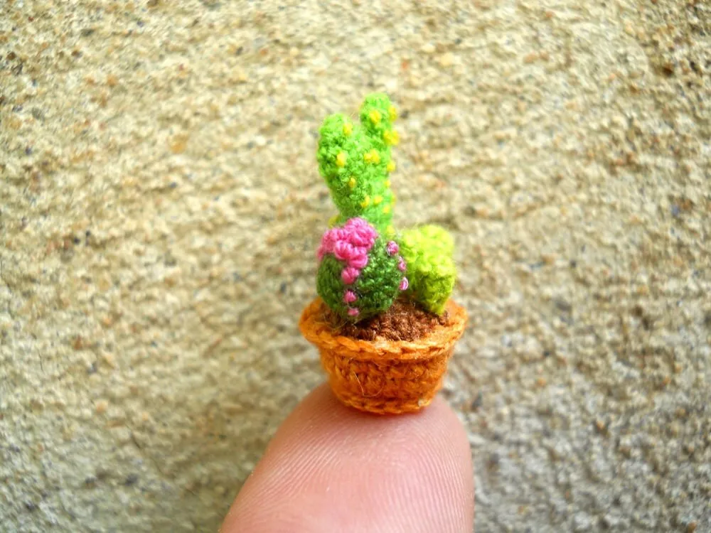 Micro Cactus Type 04 -Tiny Crochet Cactus Amigurumi Plant - Made to Order
