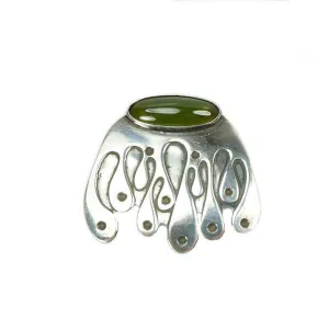 Mid Century Modern Silver Brooch set with Bakelite