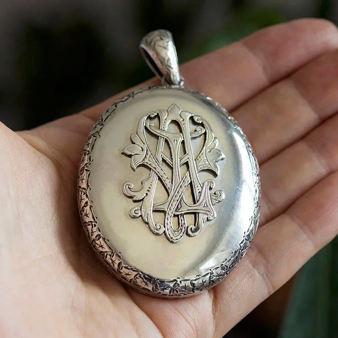 Mid-Victorian Sterling Silver Oversized Locket