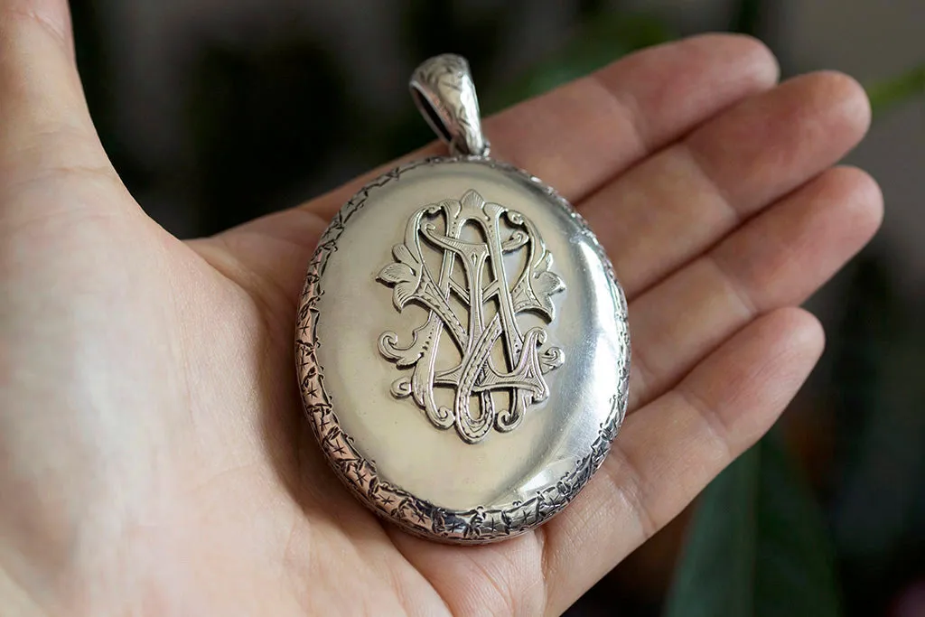 Mid-Victorian Sterling Silver Oversized Locket