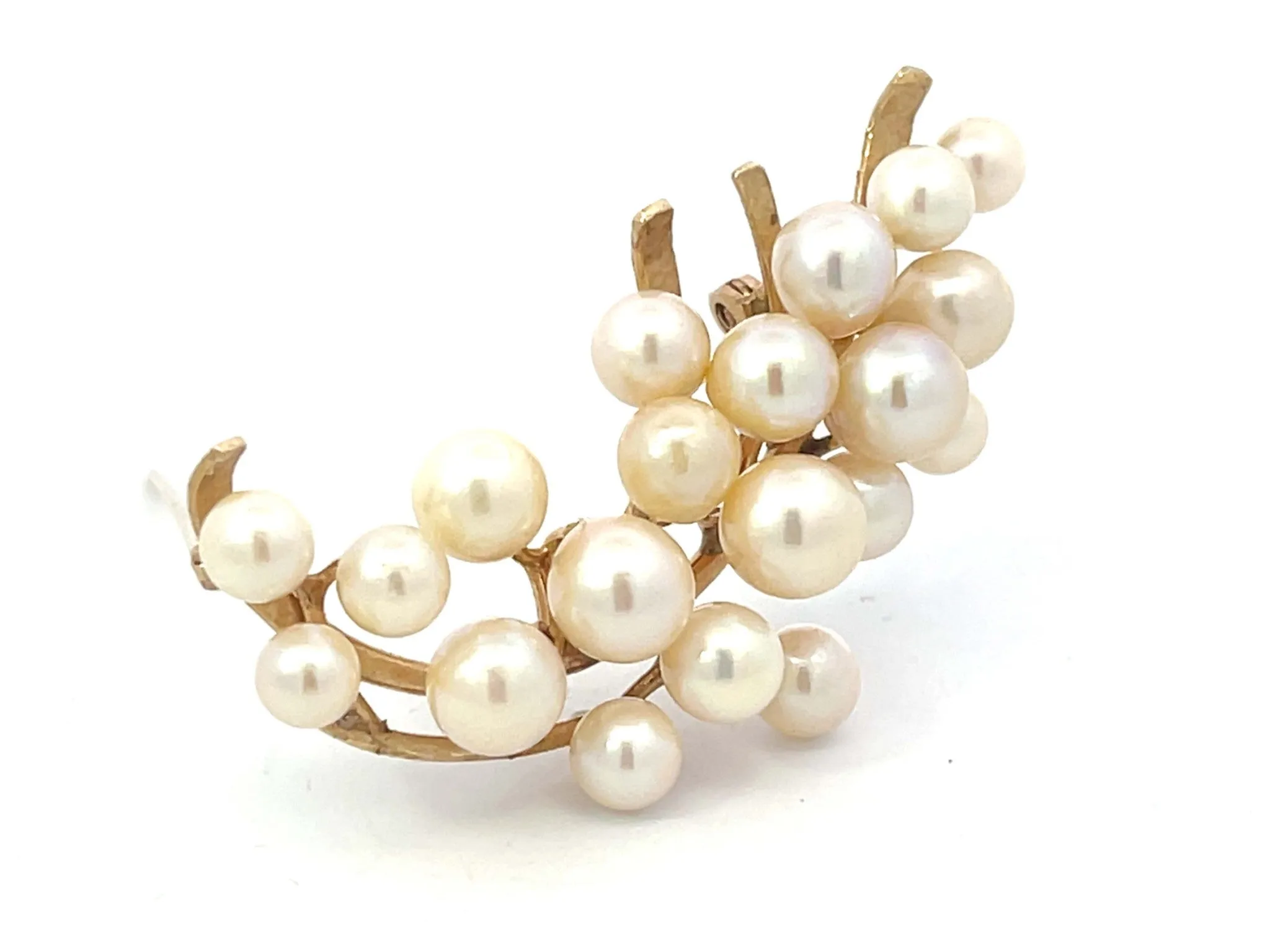 Mings Hawaii Pearl Branch Brooch in 14k Yellow Gold