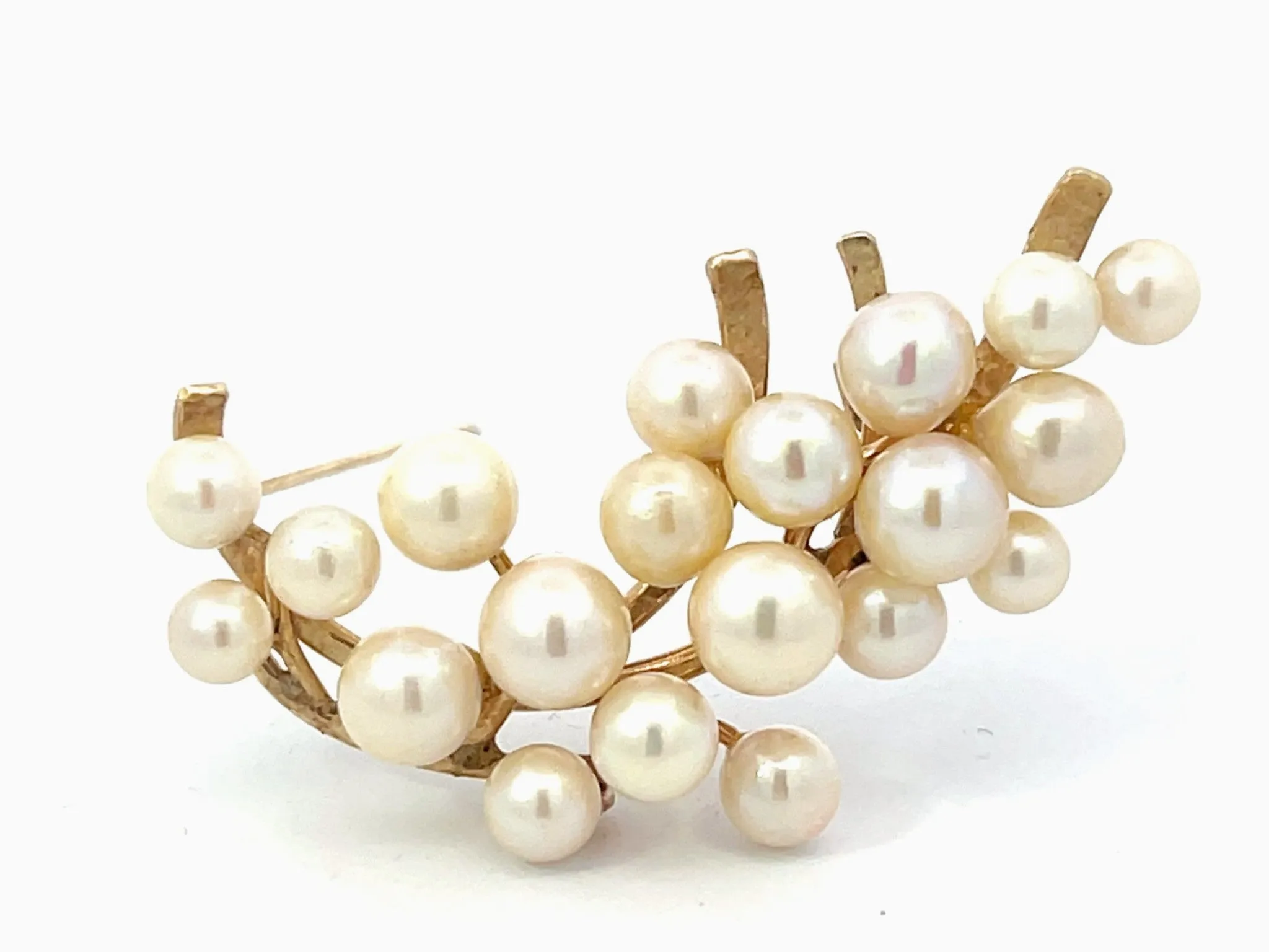 Mings Hawaii Pearl Branch Brooch in 14k Yellow Gold