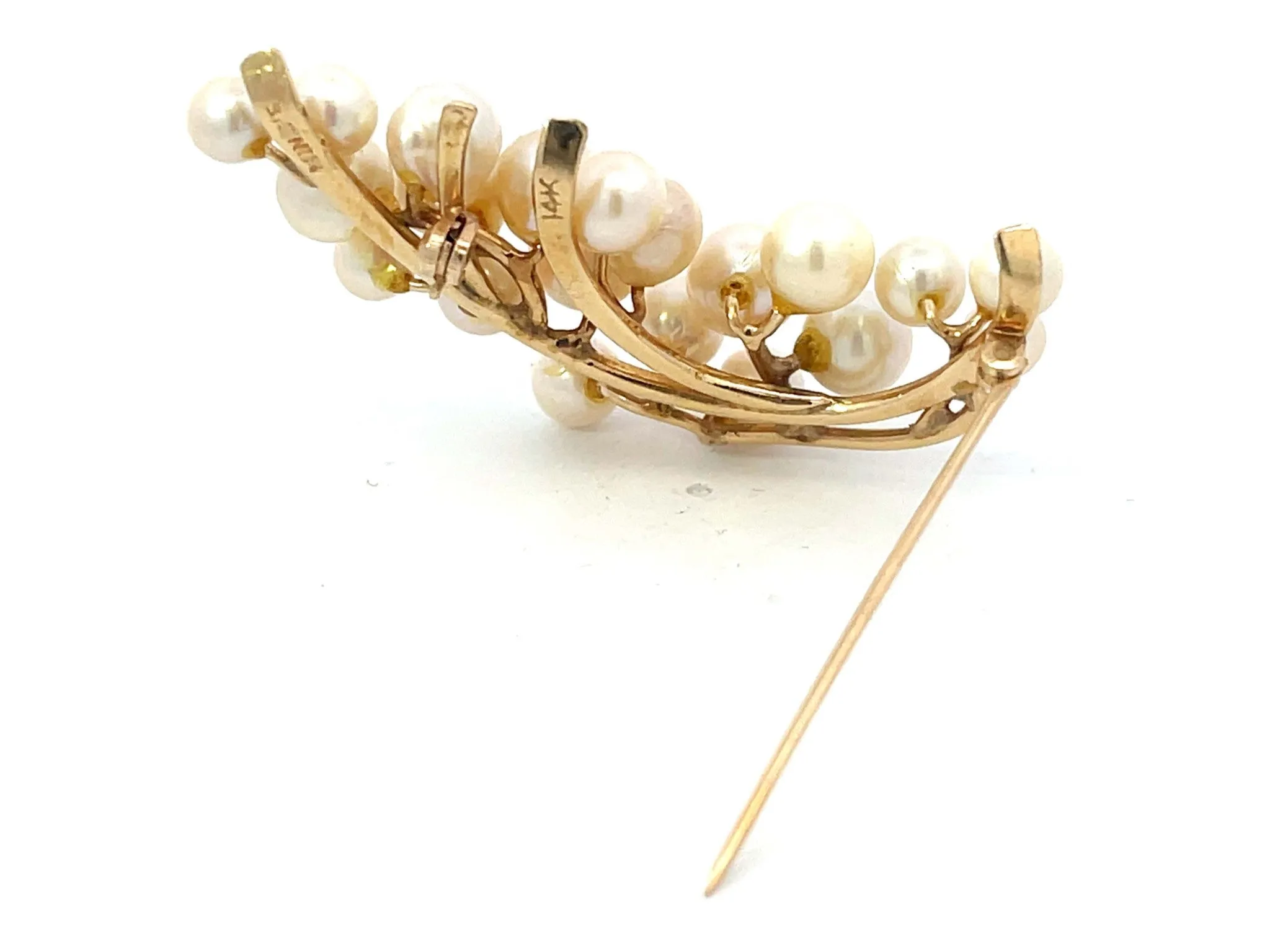 Mings Hawaii Pearl Branch Brooch in 14k Yellow Gold