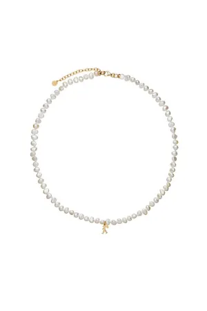Mini Girl with Pearls Necklace Gold-Plated