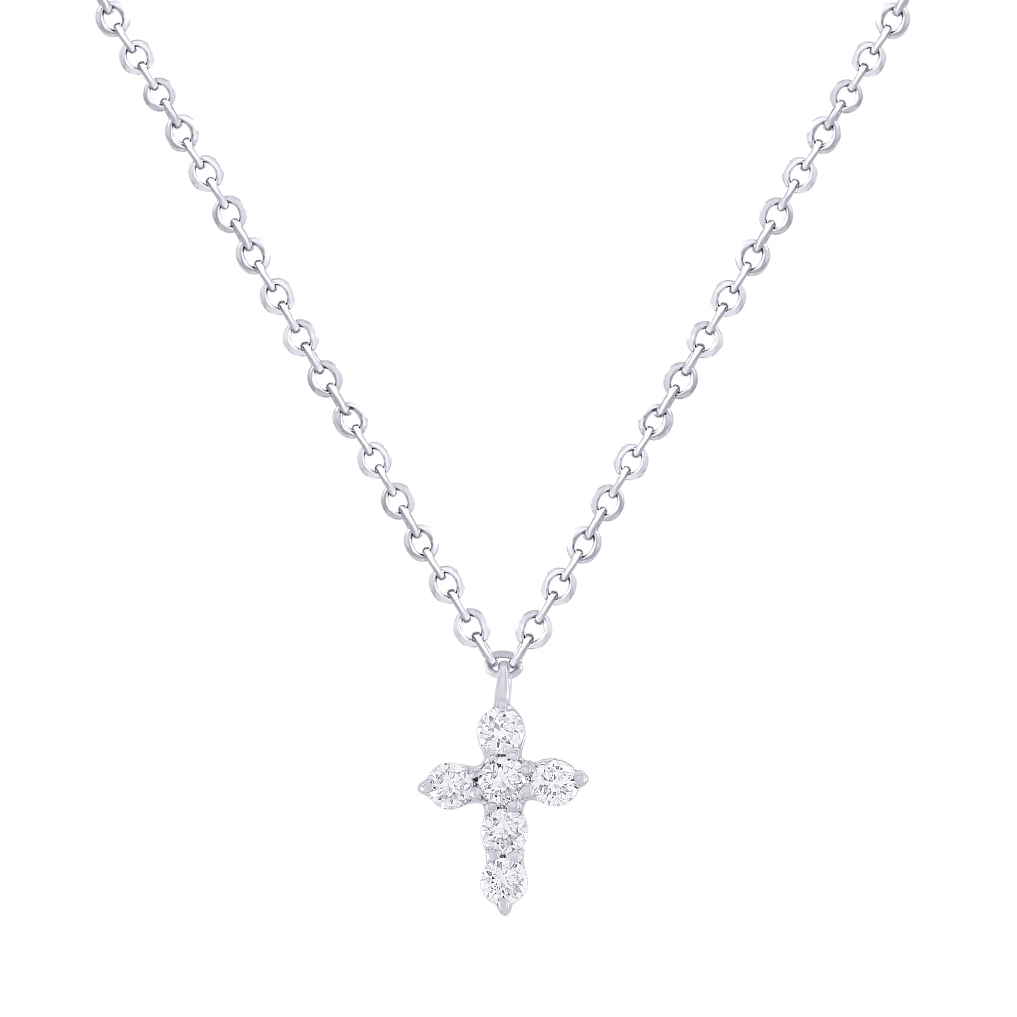 Mini-Miniature Diamond Cross Necklace