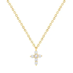Mini-Miniature Diamond Cross Necklace