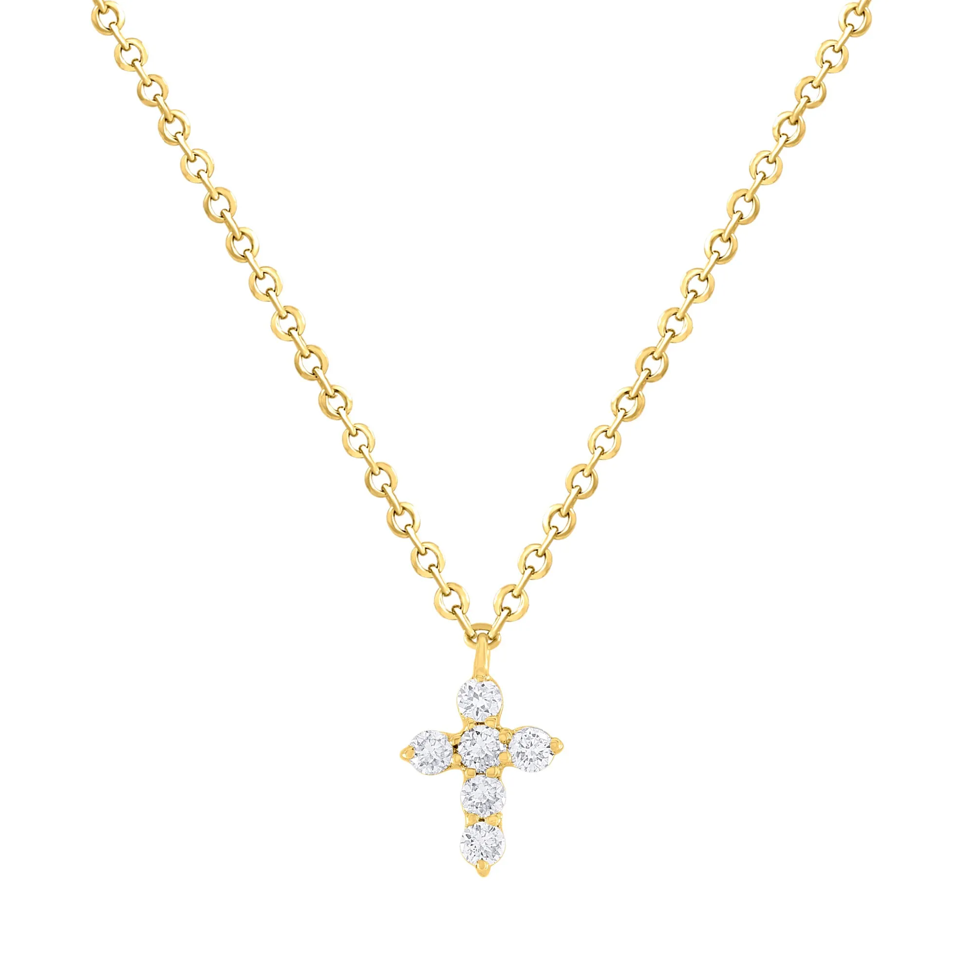 Mini-Miniature Diamond Cross Necklace