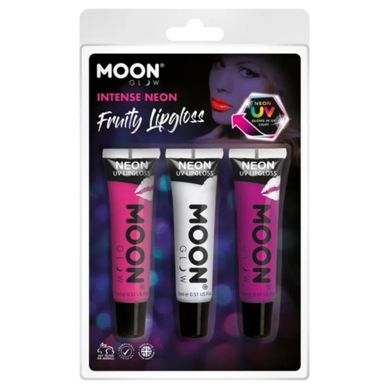 Moon Glow Intense Neon Uv Fruity Lipgloss, Pink, White, Purple