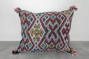 Moroccan Pillow with Bold Multicolor Tribal Patterns - 17.3 x 20.4 Inches