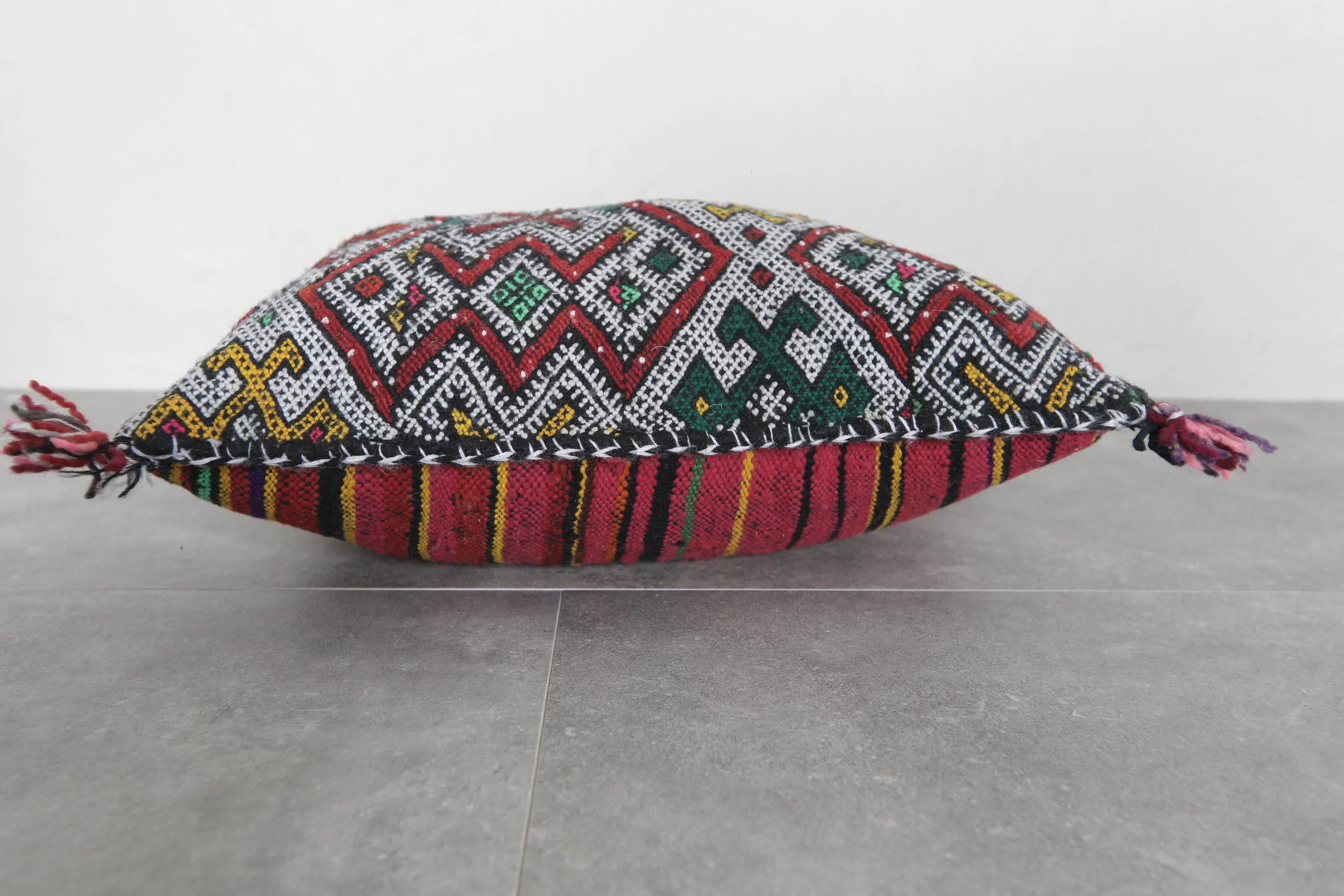 Moroccan Pillow with Bold Multicolor Tribal Patterns - 17.3 x 20.4 Inches