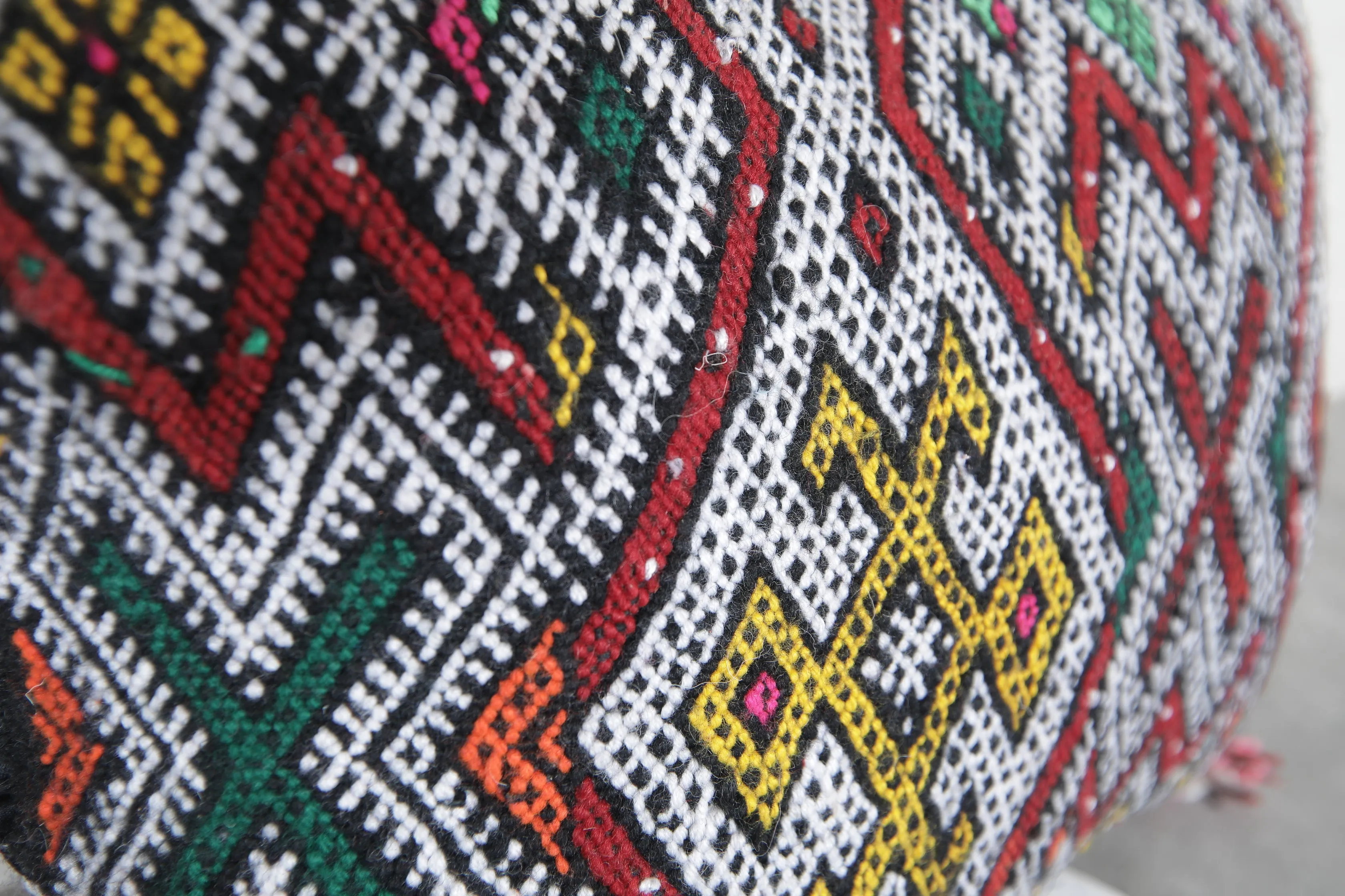 Moroccan Pillow with Bold Multicolor Tribal Patterns - 17.3 x 20.4 Inches