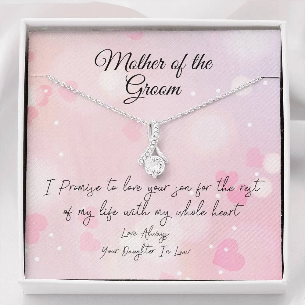 Mother of the Groom Ribbon Drop Pendant Necklace