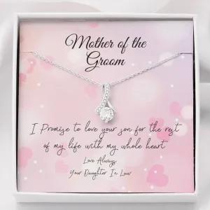 Mother of the Groom Ribbon Drop Pendant Necklace