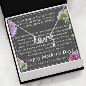 Mother's Day Necklace, From Son- Scripted Love Necklace