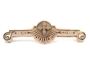 Mourning Black Enamel Gold Brooch 14k