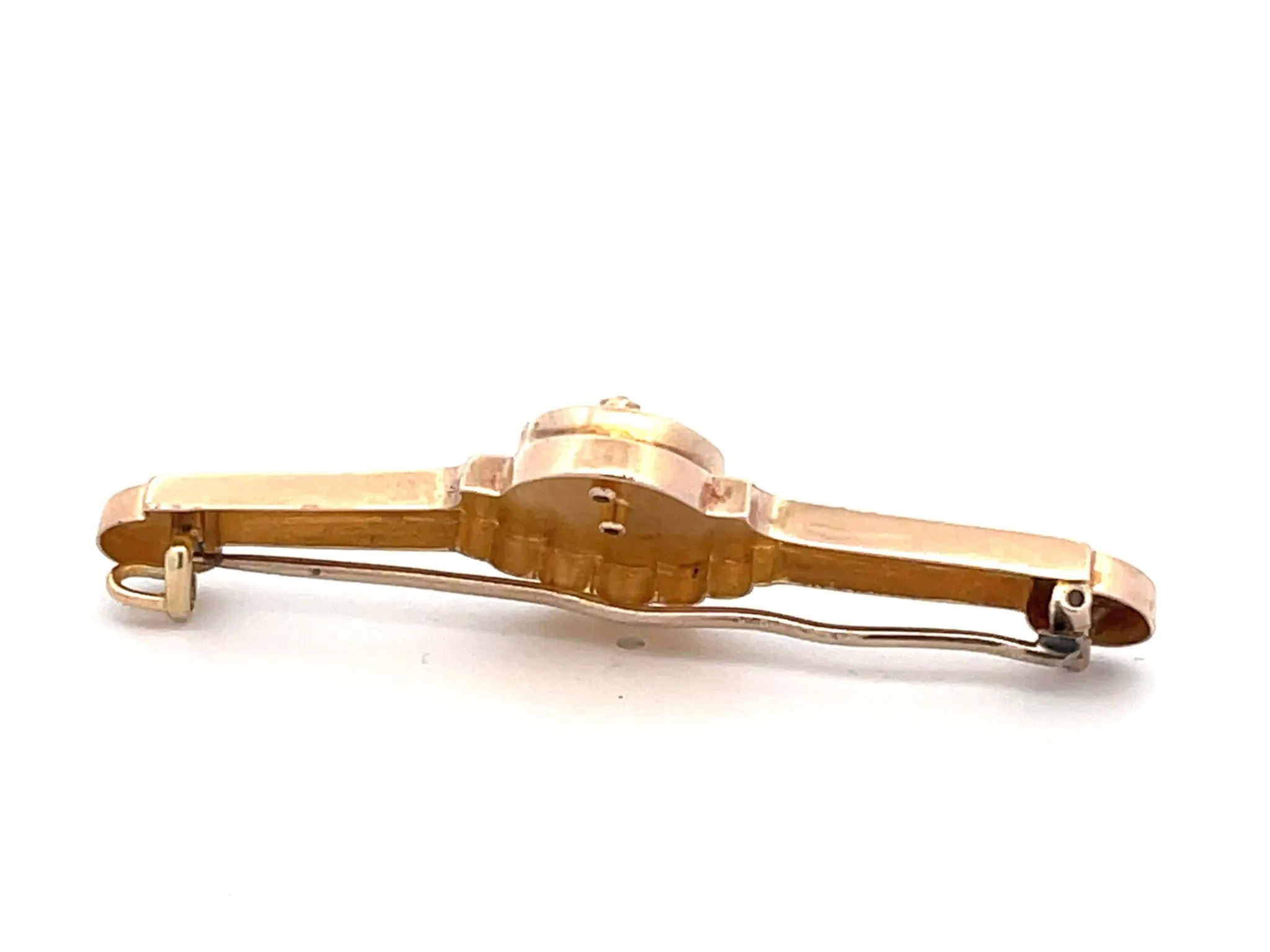 Mourning Black Enamel Gold Brooch 14k