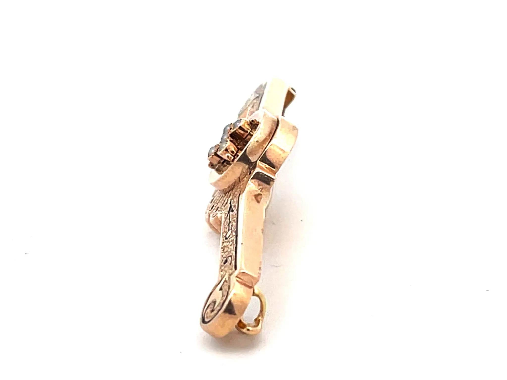 Mourning Black Enamel Gold Brooch 14k