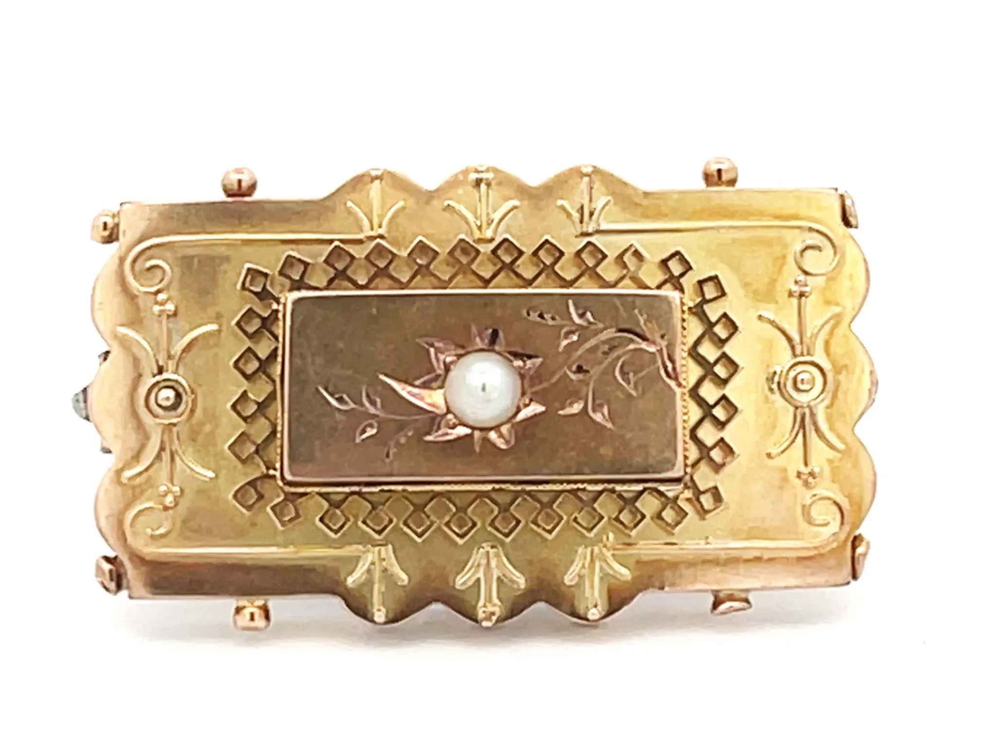 Mourning Brooch 14k Yellow Gold