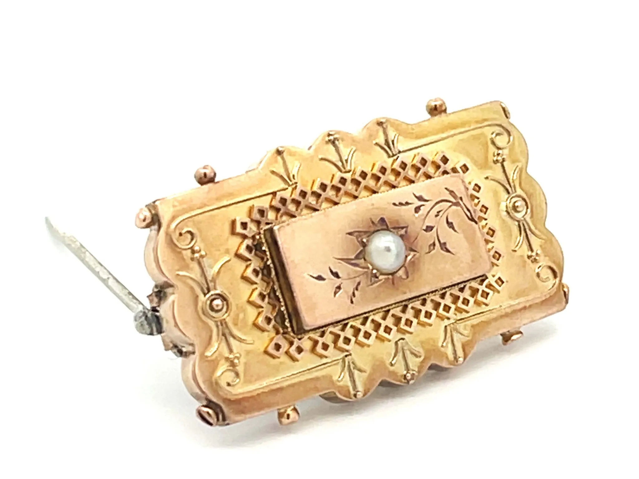 Mourning Brooch 14k Yellow Gold