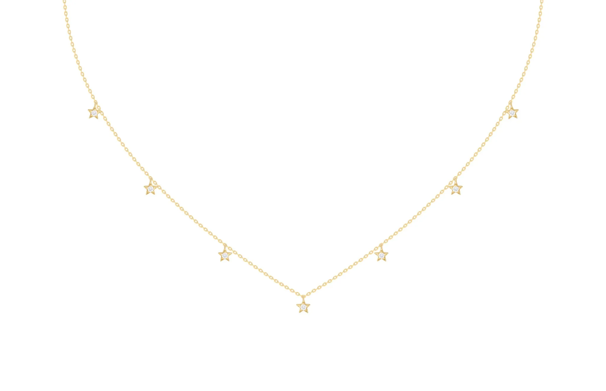 Multi Mini Diamond Stars Necklace