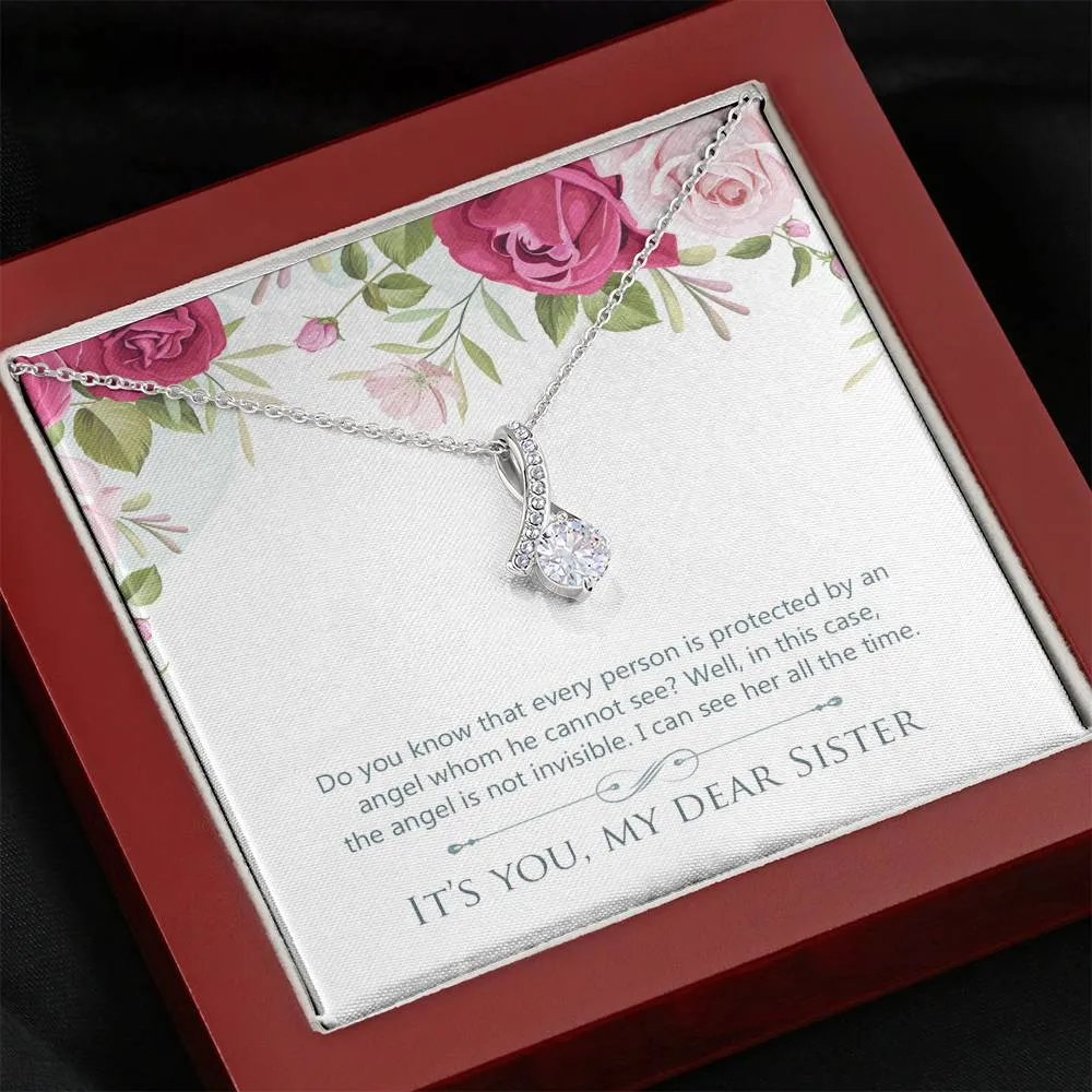 My sister is my angel-Alluring Beauty Solitaire Necklace