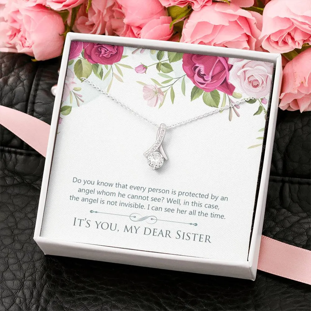 My sister is my angel-Alluring Beauty Solitaire Necklace