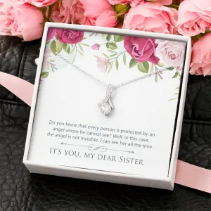 My sister is my angel-Alluring Beauty Solitaire Necklace