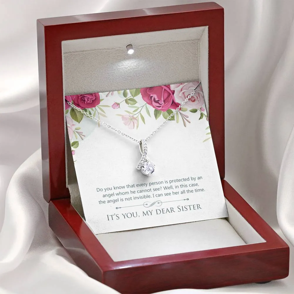 My sister is my angel-Alluring Beauty Solitaire Necklace
