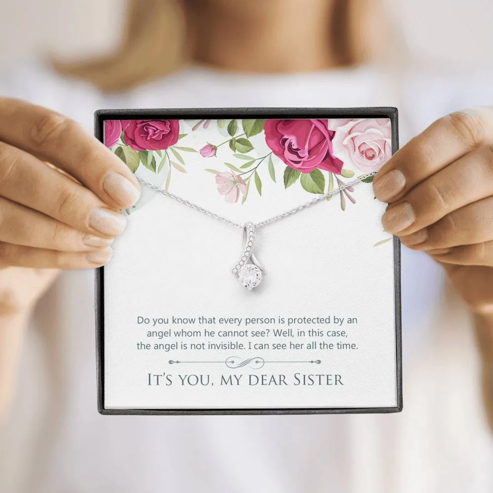 My sister is my angel-Alluring Beauty Solitaire Necklace