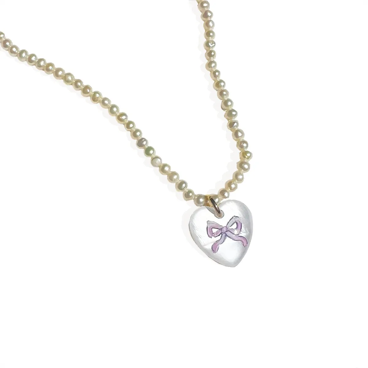 Naomi Bow & Mini Pearl Necklace