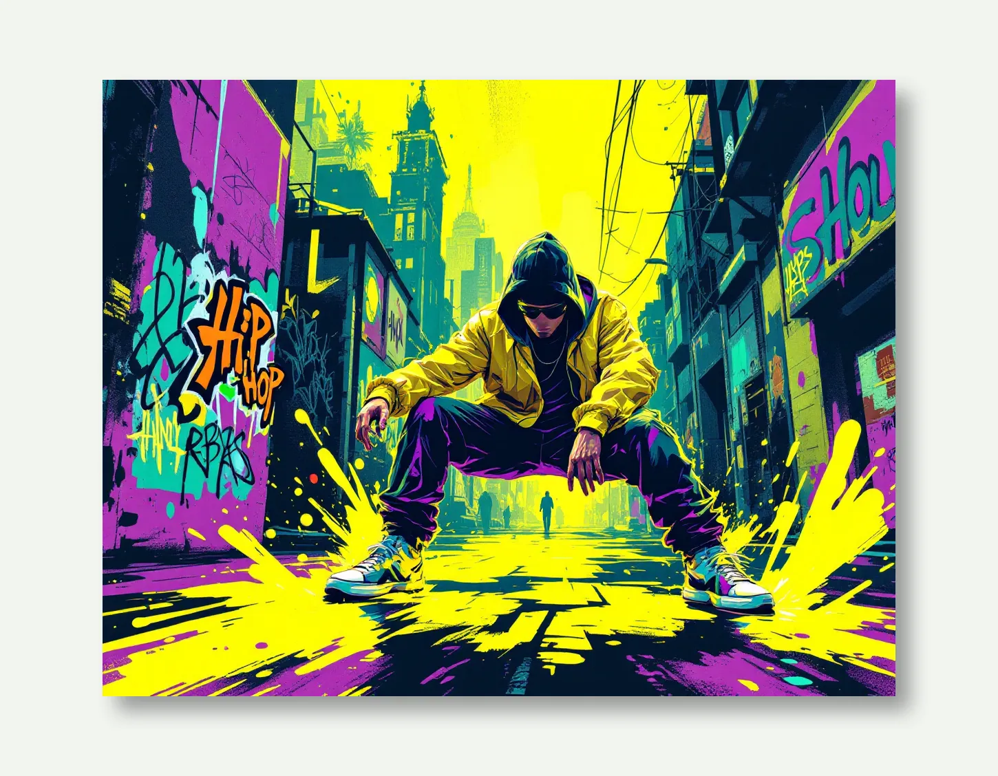 Neon Beat: Urban Dance Energy Wall Art Poster