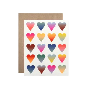 Neon Gradient Hearts Card