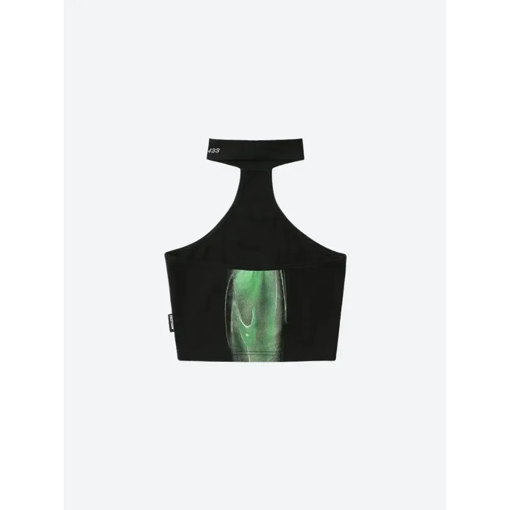 Neon Green Y2K Cropped Halter Top for Festival and Grunge Looks