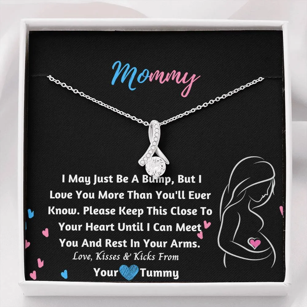 New Mom Ribbon Necklace- From Your Tummy
