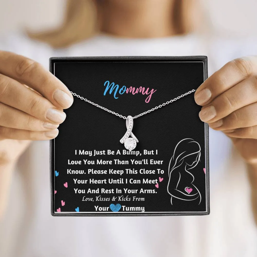 New Mom Ribbon Necklace- From Your Tummy