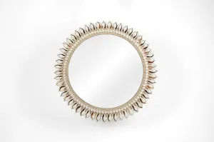 Nikki Shell Mirror Round (White)
