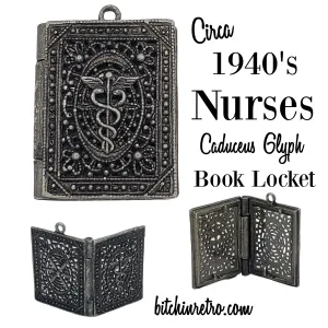 Nurses Antique Photo Locket With Caduceus Glyph Medical Symbol