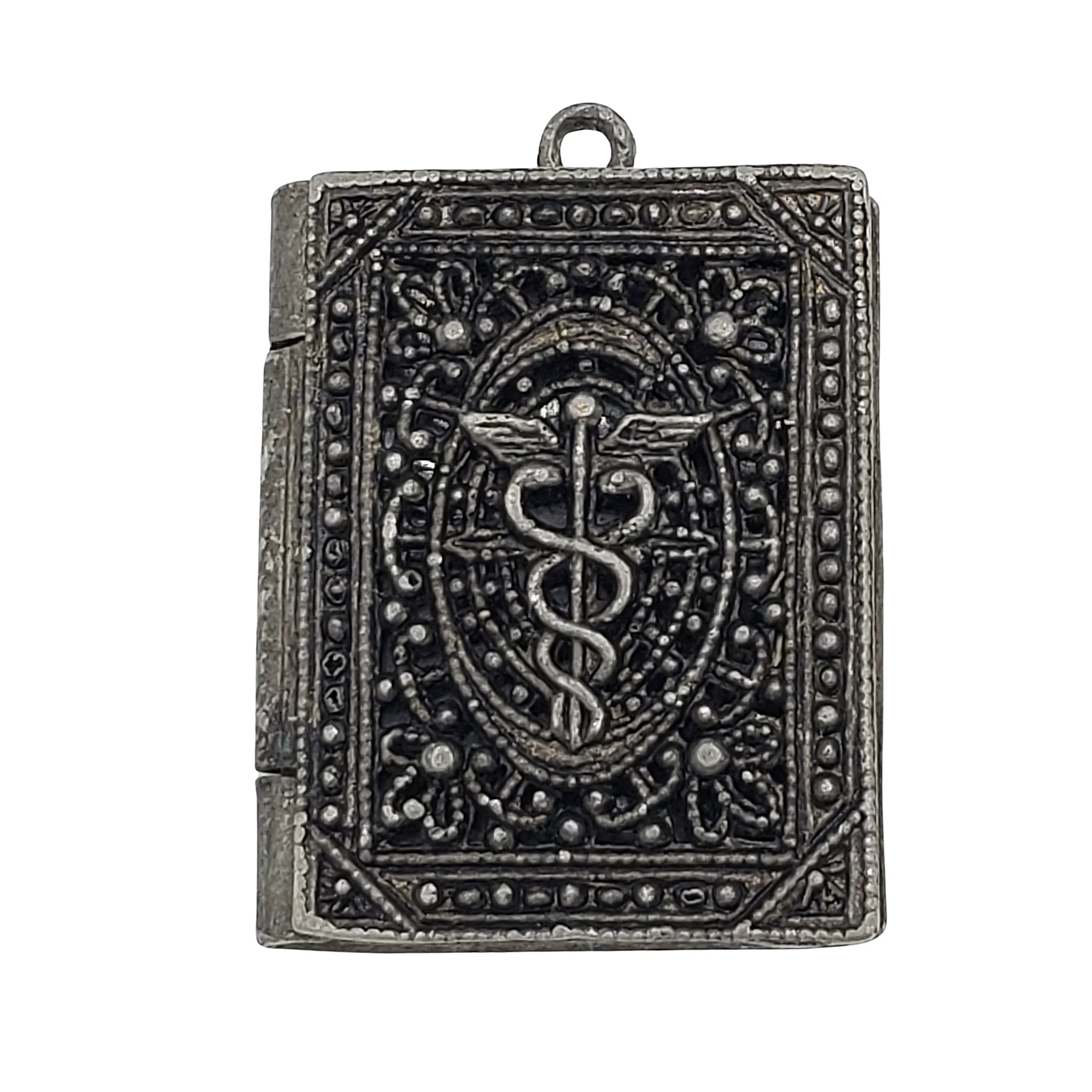 Nurses Antique Photo Locket With Caduceus Glyph Medical Symbol