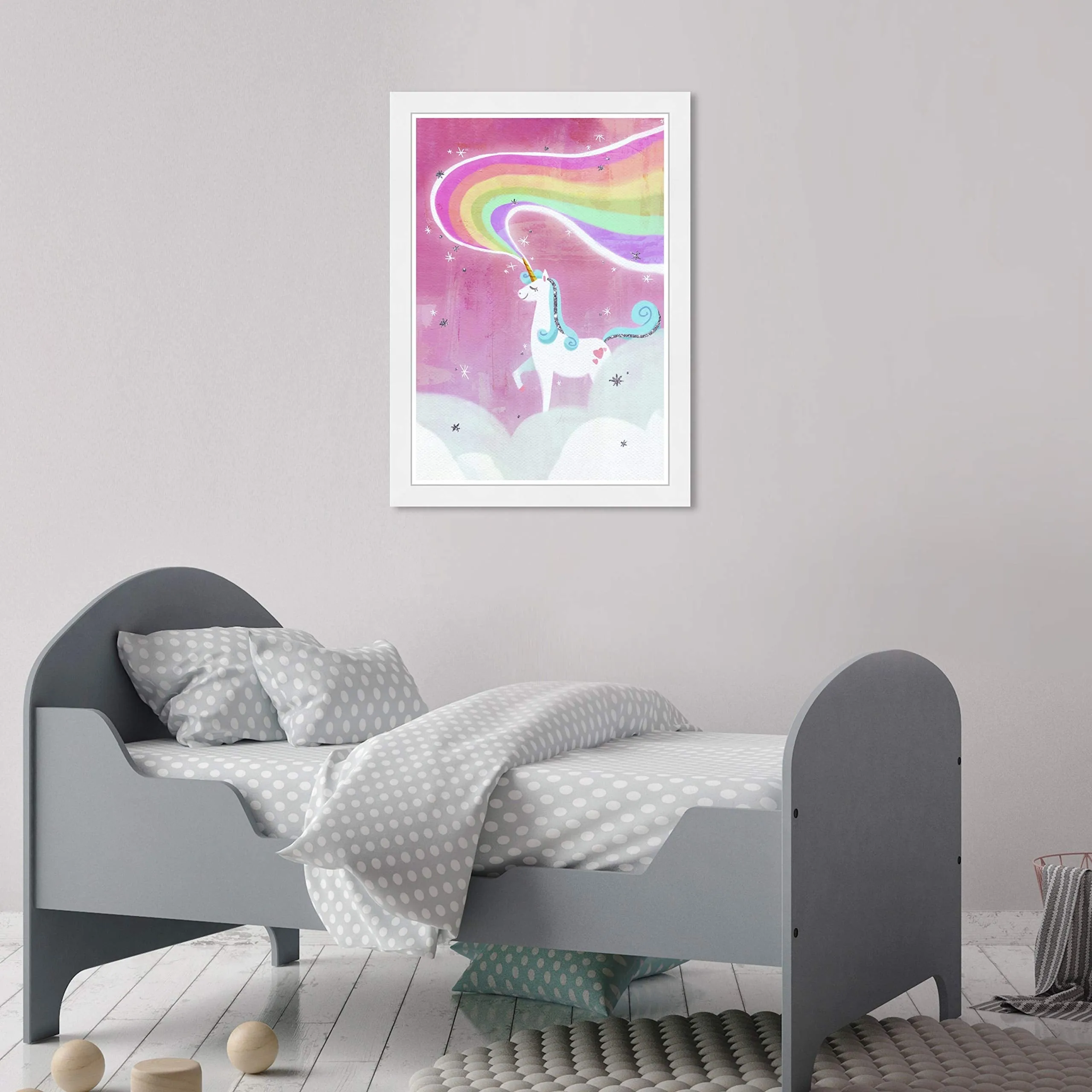 Olivia's Easel 'Unicorn Light' Kids Wall Art Framed Print Pink White