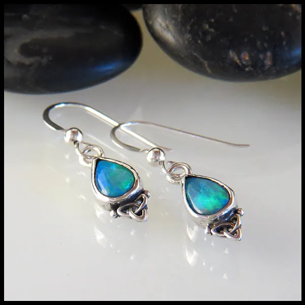 Opal Doublet Drop Earrings in Sterling Silver