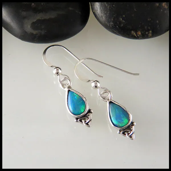 Opal Doublet Drop Earrings in Sterling Silver