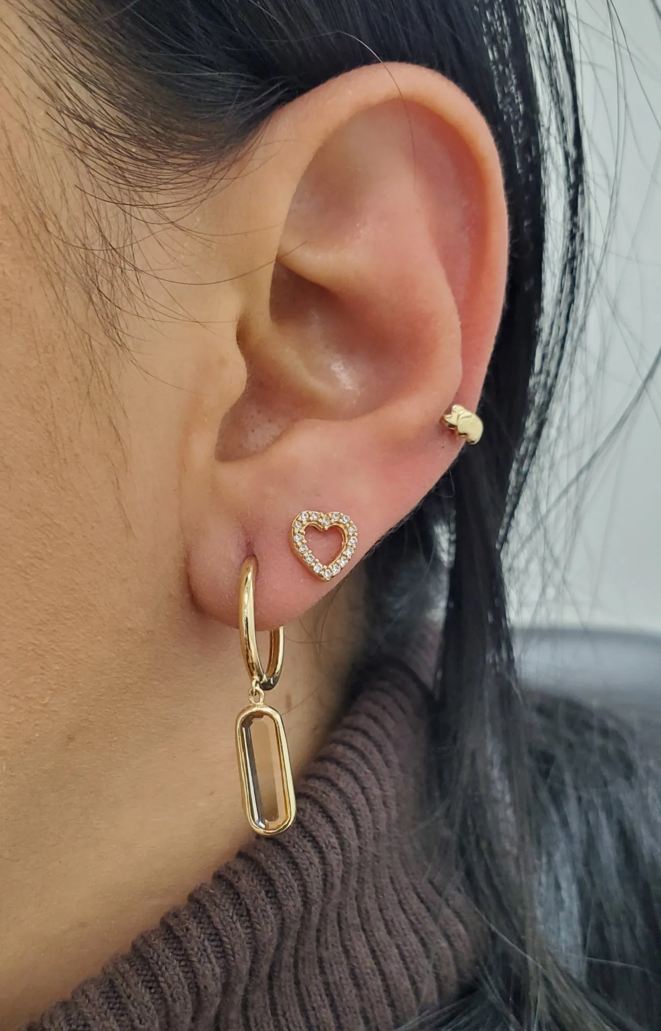 Open Heart Cubic Zirconia Earrings