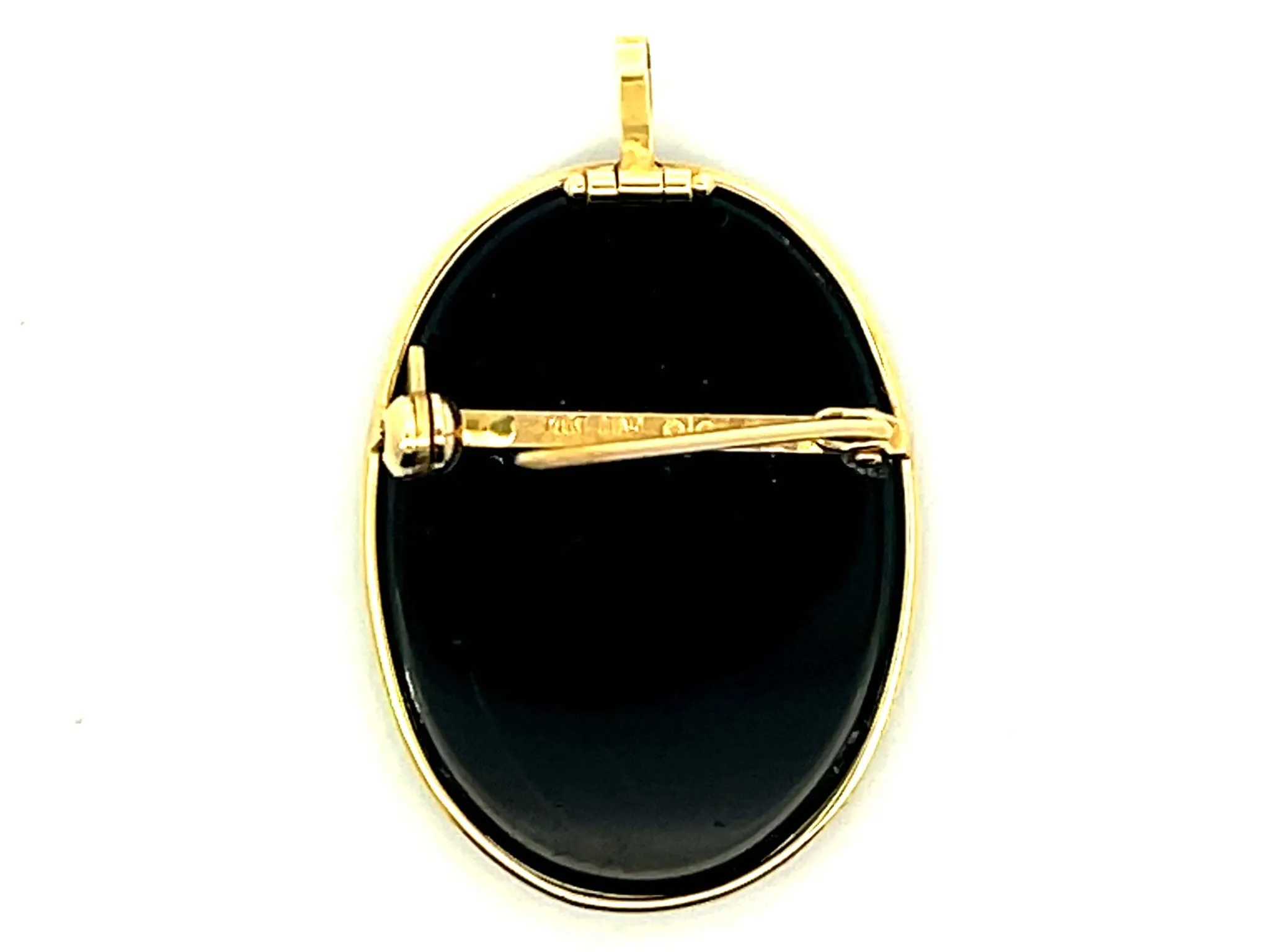 Oval Mother and Child Cameo Pendant/Brooch 14k Yellow Gold